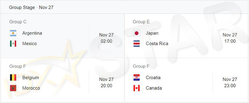 Jadwal Piala Dunia 27 November 2022